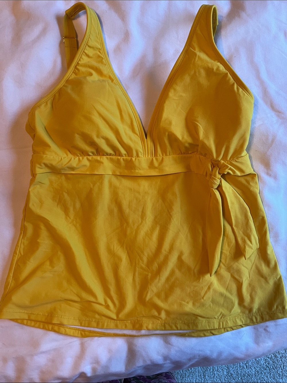 Alex Marie Bright Yellow V-Neck Twist-Side Swim Tankini Top